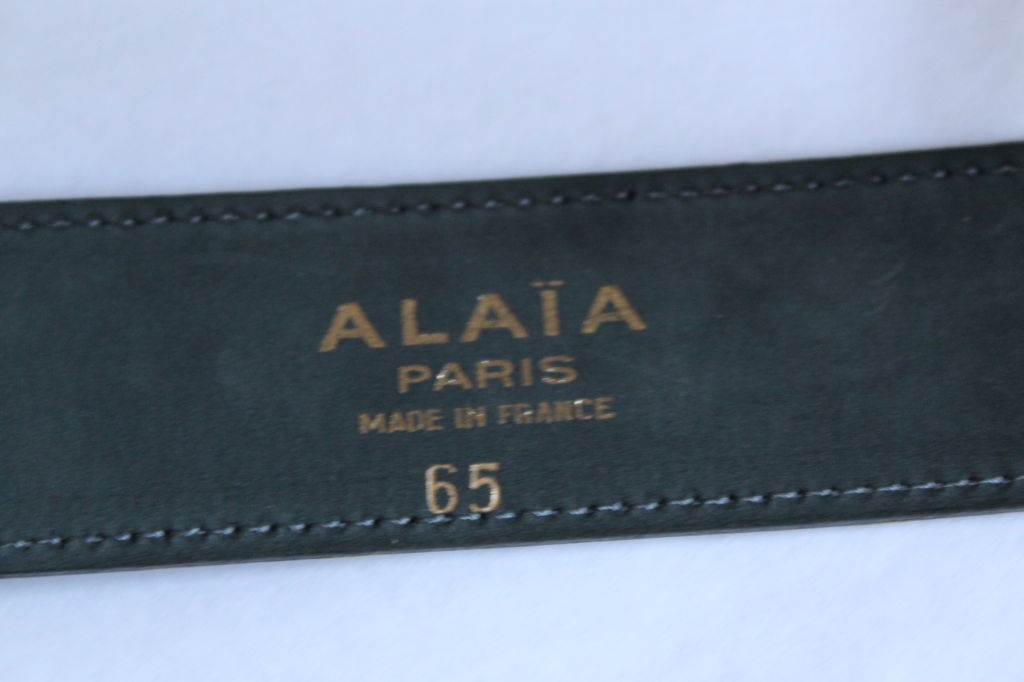 AZZEDINE ALAIA moss green leather belt - size 65 1