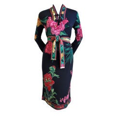 LEONARD Asian floral silk jersey  dress