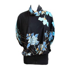 LEONARD floral silk jersey dolman cut top