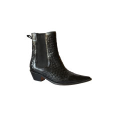 STEPHANE KELIAN black woven leather ankle boots - 10