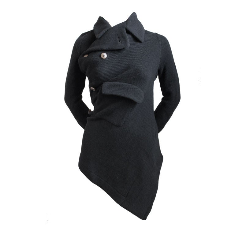 unworn COMME DES GARCONS asymmetrical black wrap sweater at 1stdibs
