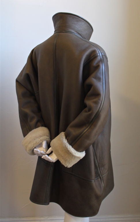 Black 1980's KENZO oversized brown shearling coat