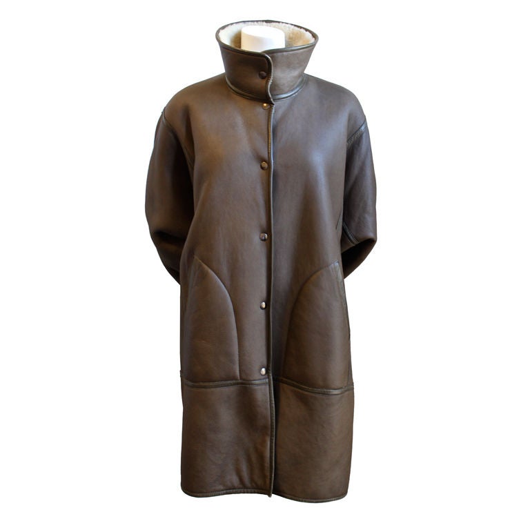 1980's KENZO oversized brown shearling coat