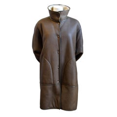 Cappotto Kenzo oversize anni '80 in shearling marrone