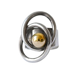 1970's PIERRE CARDIN sterling and 14k gold mod ring