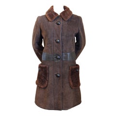 Very rare 1960's PIERRE CARDIN shearling coat with leather trim