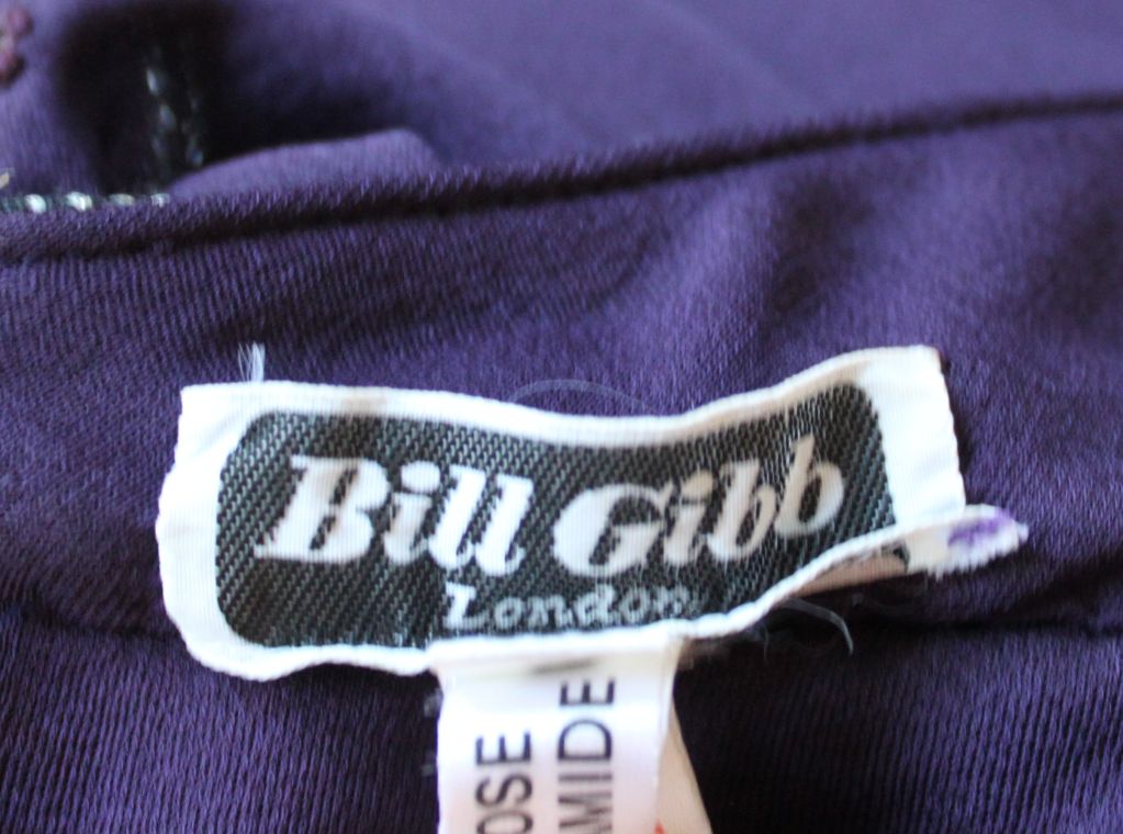 Women's 1970's BILL GIBB purple jersey gown with metallic trim