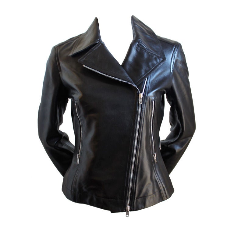 AZZEDINE ALAIA black leather motorcycle jacket