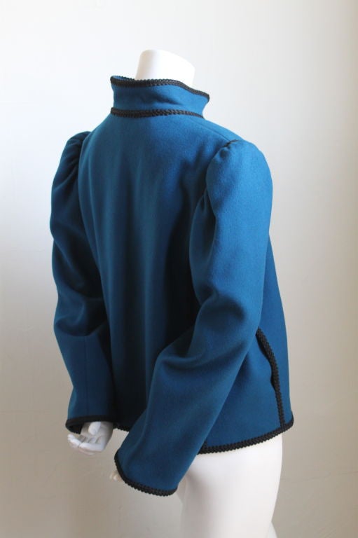 YVES SAINT LAURENT Blaue Wolljacke im russischen Stil