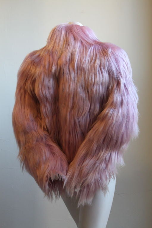 Very rare orchid pink goat hair jacket from Gucci designed by Tom Ford. Fall 2001. Shorter version coat at seen in runway pic. Size 40. Hook closure. Fully lined in silk. Made in Italy.  Excellent condition.