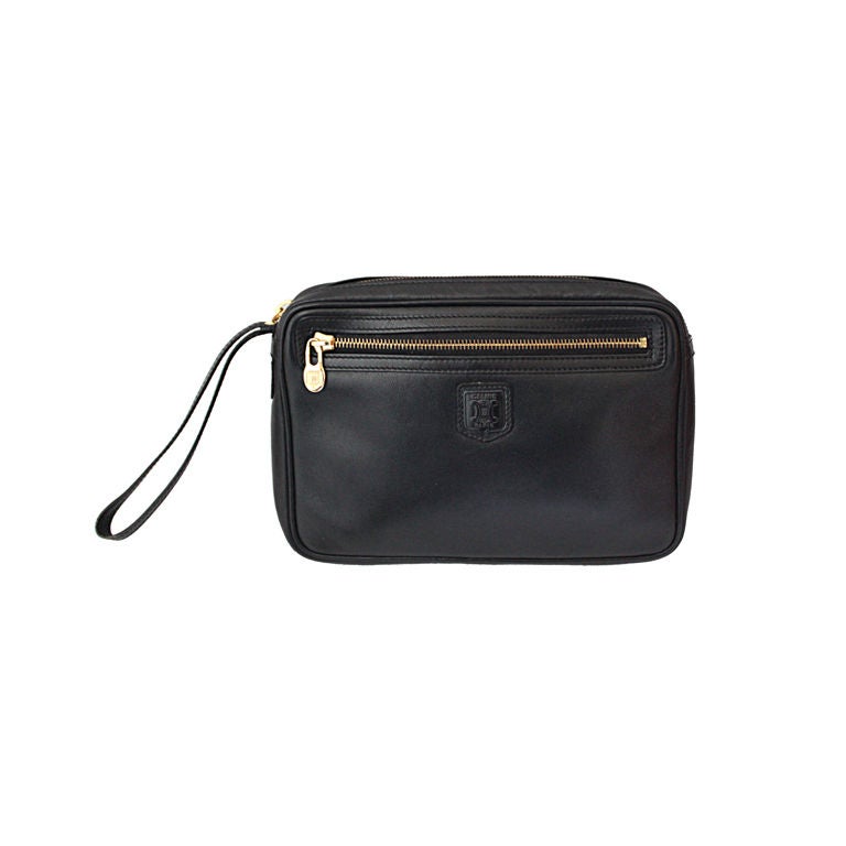 SALE** 1980\u0026#39;s CELINE black leather clutch with wrist strap WAS ...  