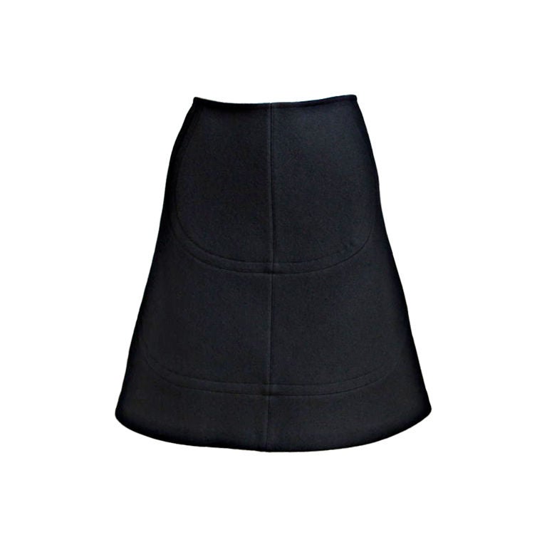 unworn AZZEDINE ALAIA jet black A-line skirt with topstitching