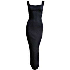 AZZEDINE ALAIA black long dress with scalloped trim