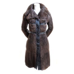 Vintage 1970's EMANUEL UNGARO beaver fur coat with leather