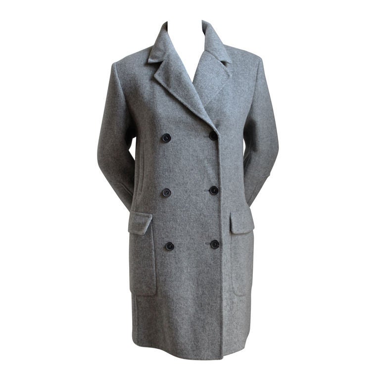 CERRUTI gray streamlined wool coat For Sale
