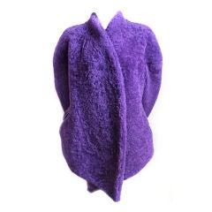 CLAUDE MONTANA purple shearling coat with ruffled back