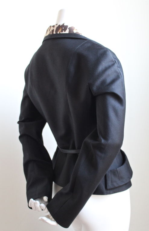 1990's CHRISTIAN DIOR black jacket with leopard collar