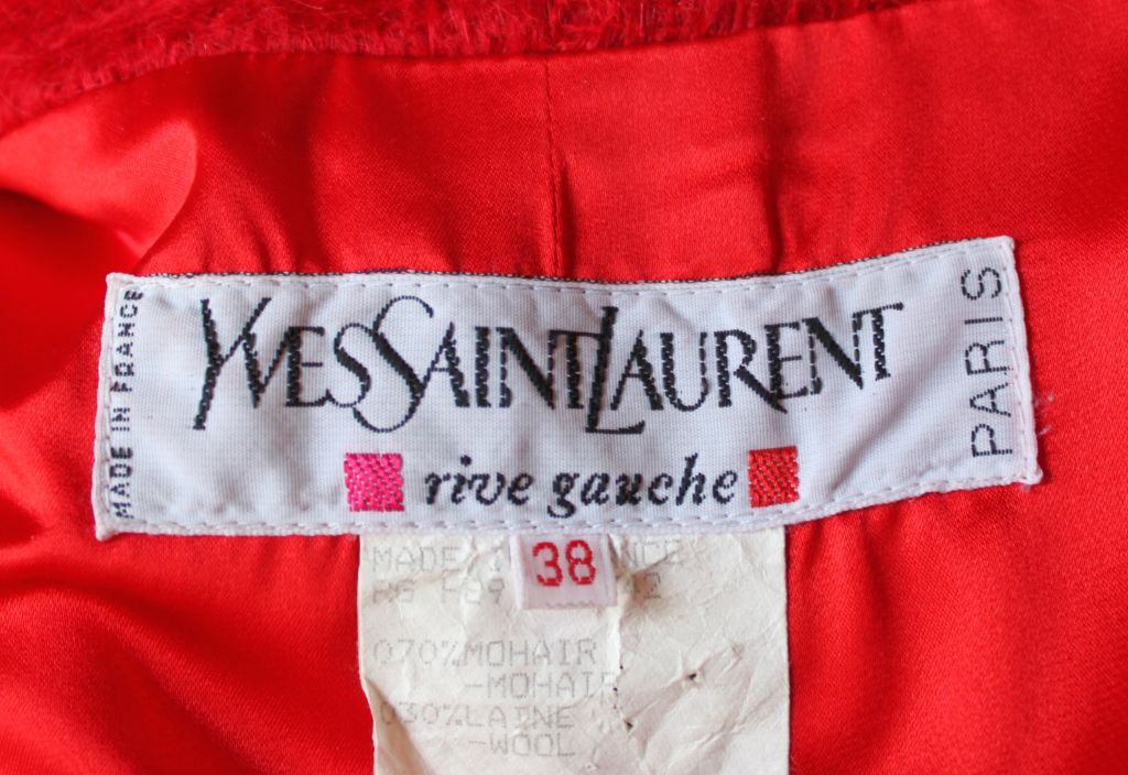*SALE* 1980's YVES SAINT LAURENT red mohair coat WAS $350 NOW $135 In Good Condition In San Fransisco, CA