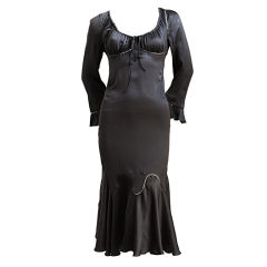 very rare ALEXANDER MCQUEEN black silk charmeuse dress - 2002