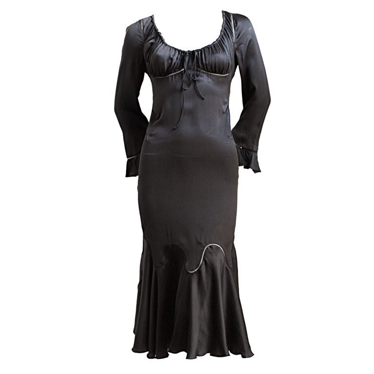 very rare ALEXANDER MCQUEEN black silk charmeuse dress - 2002