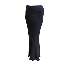 GUY LAROCHE black floor length bias cut skirt with ruched waist