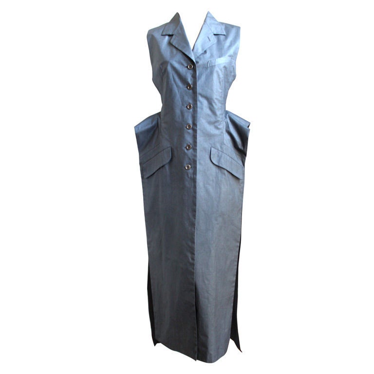 1990's ISSEY MIYAKE metallic blue dress For Sale at 1stDibs