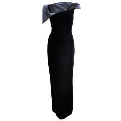CHRISTIAN LACROIX black velvet dress with asymmetrical trim