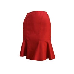 AZZEDINE ALAIA red wool skirt with flounce