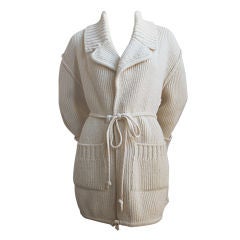 SONIA RYKIEL cream wool sweater coat