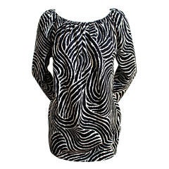 Vintage YVES SAINT LAURENT black and white blouse with pleated neckline