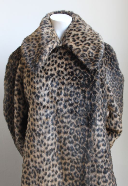 Very rare faux leopard fur coat from Azzedine Alaia dating to the 1980's. French size 40, which fits a size 6-12. Fully lined in black satin. Made in France. Excellent condition.