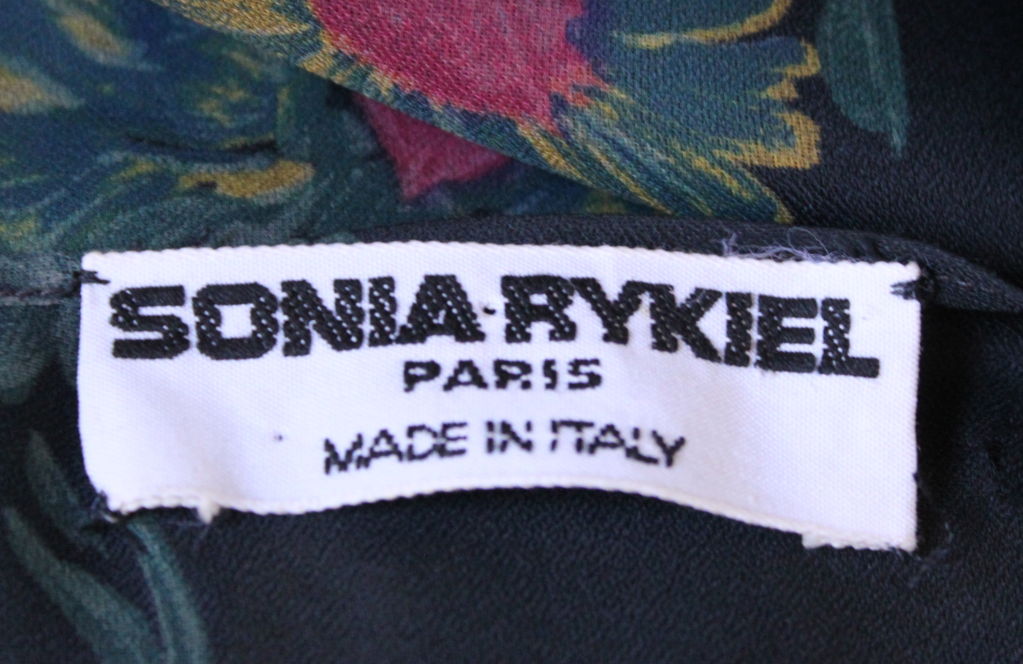 Black 1970's SONIA RYKIEL sheer floral silk dress