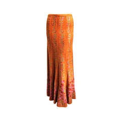 very rare 1990's AZZEDINE ALAIA long floral knit skirt