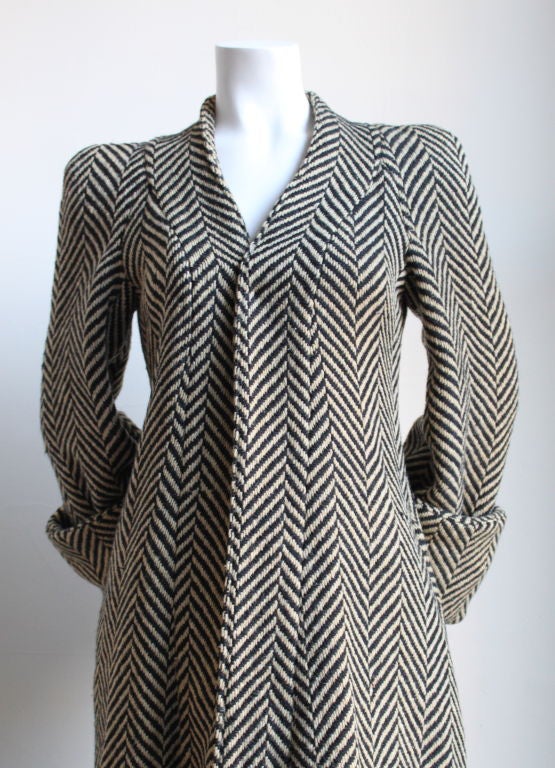 BIBA chevron striped black & tan coat
