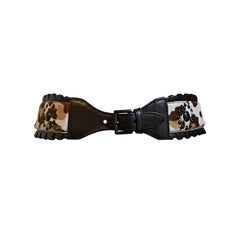 unworn AZZEDINE ALAIA calf hair 'leopard' corset belt with studs