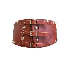 rare 1970's RALPH LAUREN leather corset belt with silver studs 11