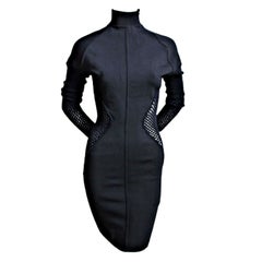 AZZEDINE ALAIA black dress with chenille open knit detail