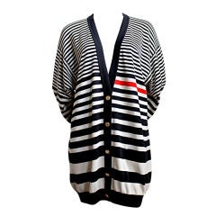 Vintage 1980's CHANEL oversized striped cardigan with gilt buttons