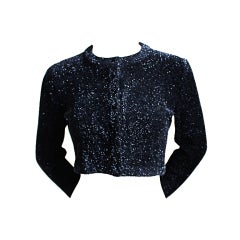 AZZEDINE ALAIA black chenille cardigan with lurex