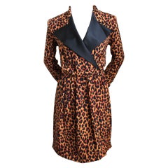 YVES SAINT LAURENT silk tuxedo dress with leopard print 11
