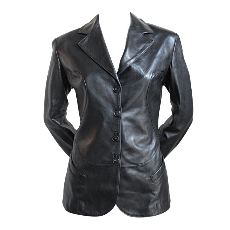 AZZEDINE ALAIA seamed leather jacket
