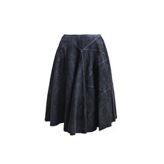 AZZEDINE ALAIA jet black seamed suede skirt