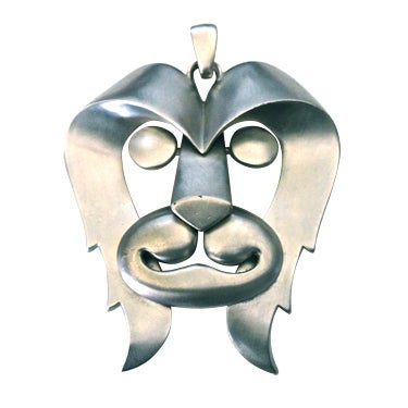 very rare 1970's PIERRE CARDIN pewter 'leo' lion pendant
