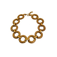 1980's YVES SAINT LAURENT gilt textured link necklace 11