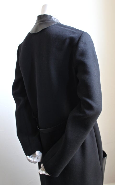 Black unworn CELINE by Phoebe Philo black dress with leather pockets
