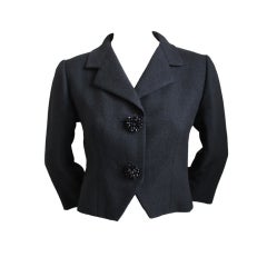 1950's BALENCIAGA haute couture black jacket with large buttons