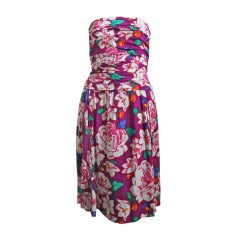 CHRISTIAN DIOR silk floral printed ruched dress