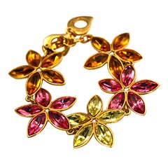 Vintage GOOSSENS for YSL floral motif bracelet with Swarovski crystals