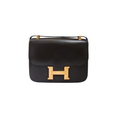 HERMES chocolate brown 23cm Constance with gold hardware - 1989