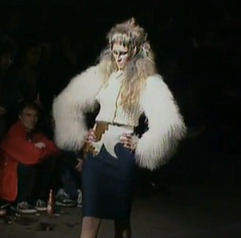 early ALEXANDER MCQUEEN black wool skirt with pony skin - 1997